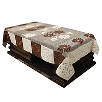 Premium Cotton Net 4 Seater Center Table Cover (Brown)-thumb1