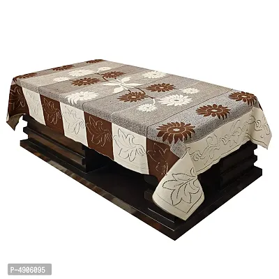 Premium Cotton Net 4 Seater Center Table Cover (Brown)-thumb2