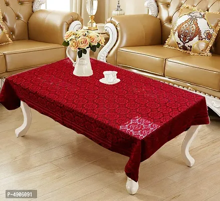Premium Cotton Net 4 Seater Center Table Cover (Red)