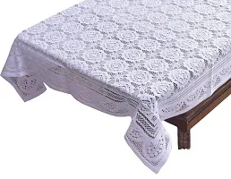 Premium Cotton Net 4 Seater Center Table Cover (White)-thumb1