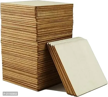 American Elm 50 Pcs Unfinished Wooden Coasters 3Inch Natural Blank Wooden Square-thumb0