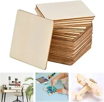 American Elm 50 Pcs Unfinished Wooden Coasters 3Inch Natural Blank Wooden Square-thumb1