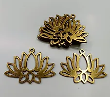 American Elm Pack of 10 Golden MDF Lotus Cutout (2x3 Inch)-thumb2