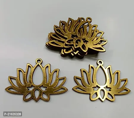 American Elm Pack of 10 Golden MDF Lotus Cutout (2x3 Inch)-thumb3