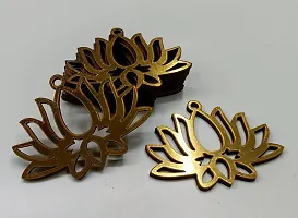 American Elm Pack of 10 Golden MDF Lotus Cutout (2x3 Inch)-thumb4