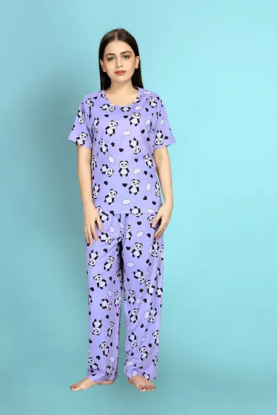 Stylish Printed Nightwear Top And Pajama Set For Women- Pack Of 1/Night Suit Set/Top Bottom Set/Nightsuits For Women