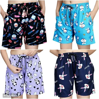 Trendy Fashionable Women Printed Shorts Combo of 4