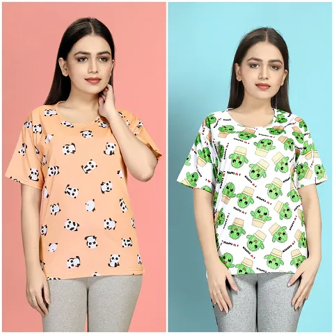 Stylish Night T-Shirt for Women Pack of 2