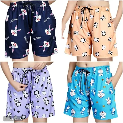 Trendy Fashionable Women Printed Shorts Combo of 4-thumb0