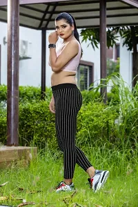 Stylish Cotton Blend Black Striped Slim Fit Lounge Pant For Women-thumb3