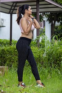 Stylish Cotton Blend Black Striped Slim Fit Lounge Pant For Women-thumb1