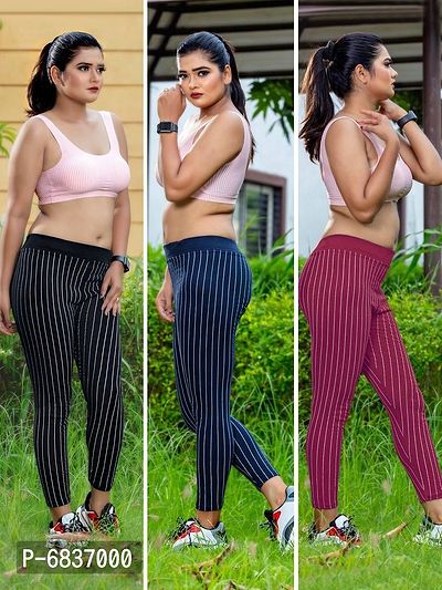 Stylish Fancy Cotton Blend Multicoloured Slim Fit Jeggings For Women Pack Of 3
