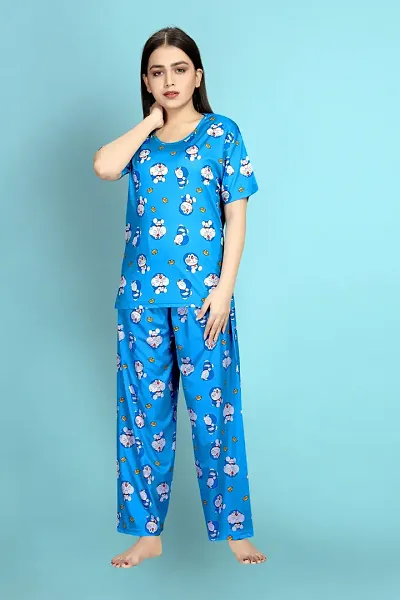 Stylish Printed Nightwear Top And Pajama Set For Women- Pack Of 1/Night Suit Set/Top Bottom Set/Nightsuits For Women