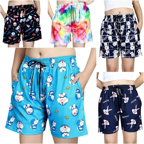 Pack Of 5 Printed Night Shorts/Boxers For Women