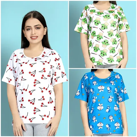 Stylish Night T-Shirt for Women Pack of 3