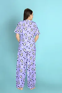 Stylish Polycotton Purple Printed Nightwear Top And Pajama Set For Women- Pack Of 1-thumb1