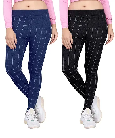 Stylish Checked Jeggings For Women Pack Of 2