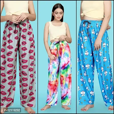 Stylish Fancy Polycotton Printed Pyjama Combo For Women Pack Of 3-thumb0