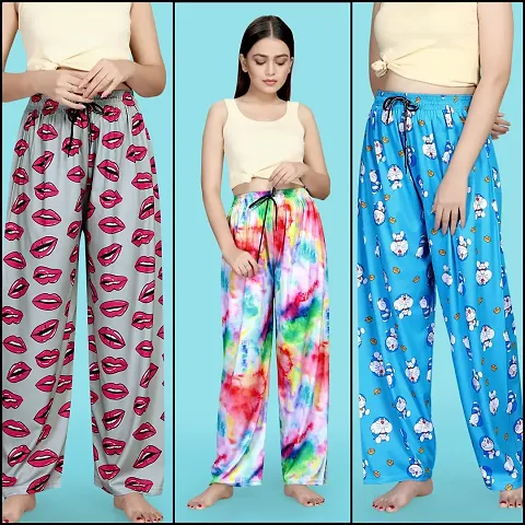 Super Comfort Printed Pyjama/Night Pants/Pajamas Combo For Women Pack Of 3