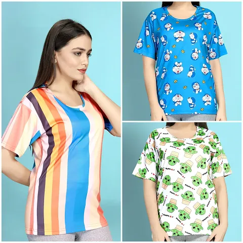 Stylish Night T-Shirt for Women Pack of 3