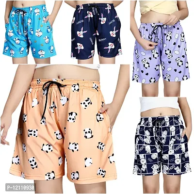 Trendy Fashionable Women Printed Shorts Combo of 5-thumb0