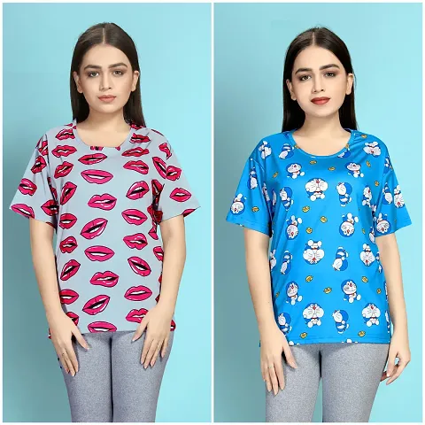 Stylish Night T-Shirt for Women Pack of 2