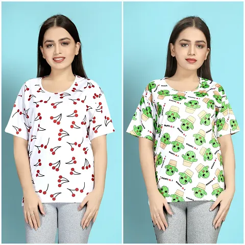 Stylish Night T-Shirt for Women Pack of 2