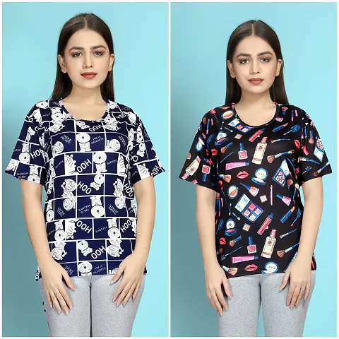 Stylish Night T-Shirt for Women Pack of 2