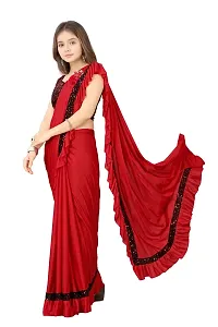 Dhyey fashion Kids Lycra Blend Ready To Wear Saree With Sequence Blouse Piece-thumb1