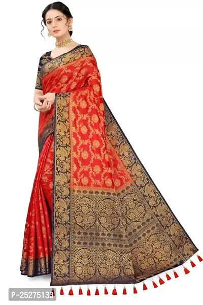 Stylish Cotton Silk Red Jacquard Saree with Blouse piece-thumb2