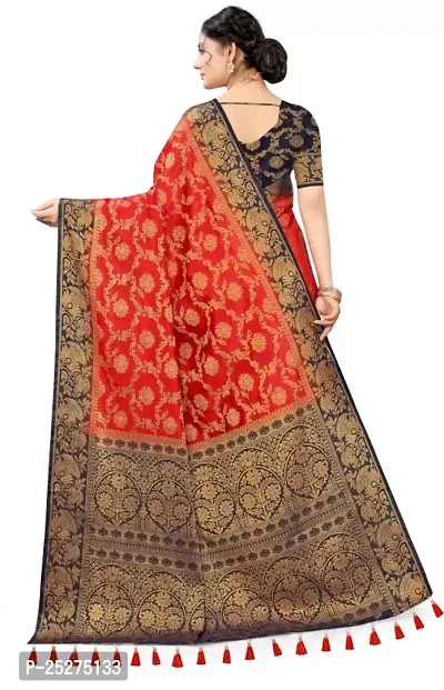 Stylish Cotton Silk Red Jacquard Saree with Blouse piece-thumb5