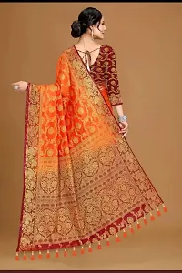 Stylish Cotton Silk Orange Jacquard Saree with Blouse piece-thumb3