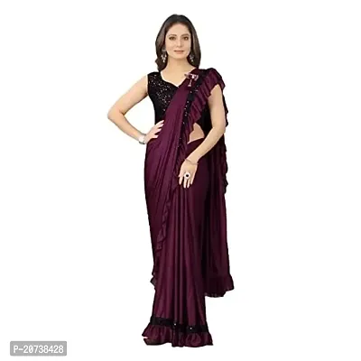 Dhyey fashion Women's Woven Lycra Saree With Blouse Piece (AT patch Wine Saree_Wine)
