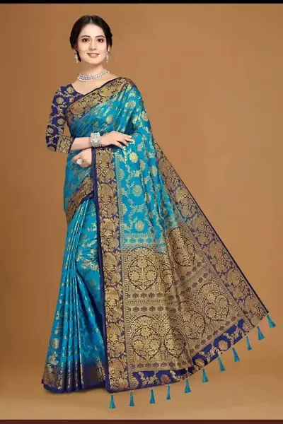 Banarasi Silk Sarees With Separate Blouse Piece 