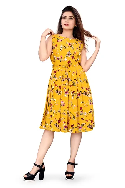 Floral Printed Crepe Dress For Women
