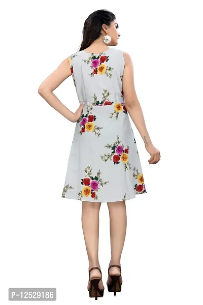 Stylish Fancy Crepe Printed Knee Length Fit And Flare Dress For Women-thumb2