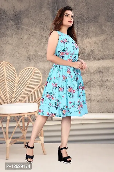 Stylish Fancy Crepe Printed Knee Length Fit And Flare Dress For Women-thumb3