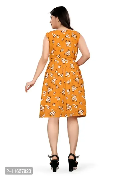 Stylish Fancy Crepe Printed Knee Length Boat Neck Fit And Flare Dress For Women-thumb2