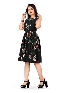 Stylish Fancy Crepe Printed Knee Length Boat Neck Fit And Flare Dress For Women-thumb2