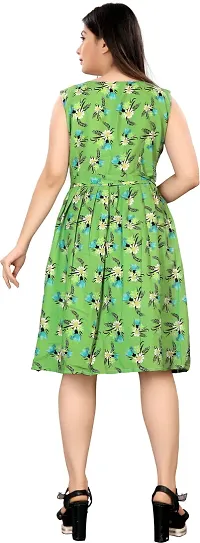 Stylish Fancy Crepe Printed Knee Length Fit And Flare Dress For Women-thumb1