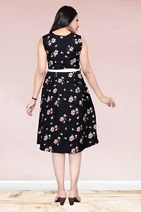 Stylish Fancy Crepe Printed Knee Length Fit And Flare Dress For Women-thumb1