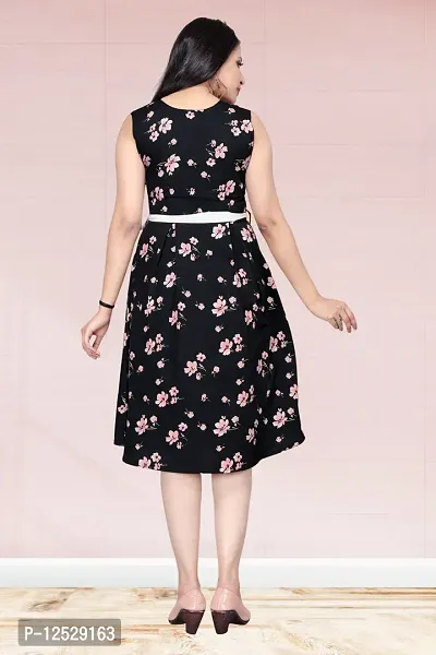 Stylish Fancy Crepe Printed Knee Length Fit And Flare Dress For Women-thumb2