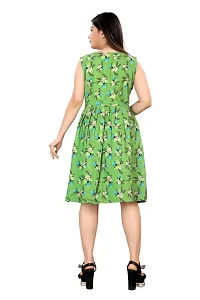 Stylish Fancy Crepe Printed Knee Length Boat Neck Fit And Flare Dress For Women-thumb1