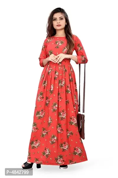 Floral Print Crepe Blend Stitched Anarkali Gown-thumb0