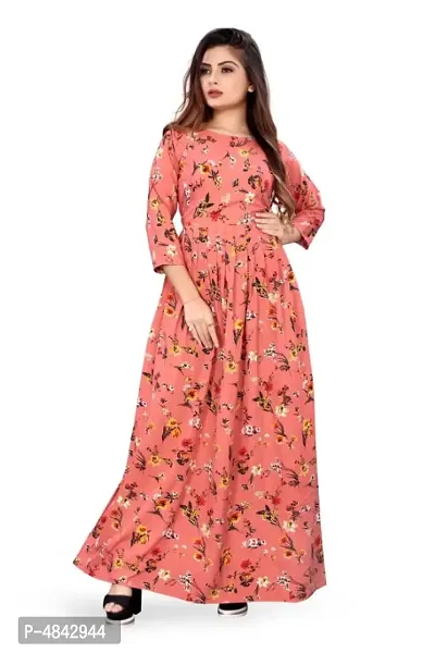 Floral Print Crepe Blend Stitched Anarkali Gown