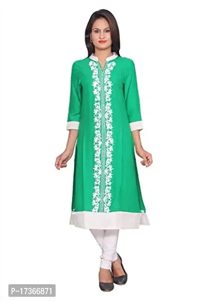 LOCAL VOCAL Women Rayon Embroidered Green Kurta_XX-Large-thumb0