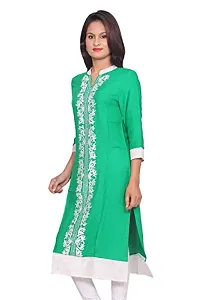 LOCAL VOCAL Women Rayon Embroidered Green Kurta_XX-Large-thumb2