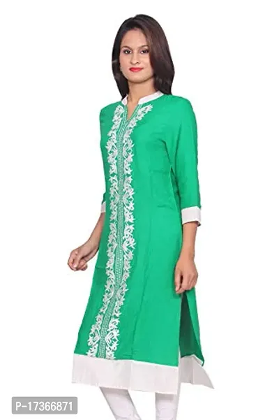 LOCAL VOCAL Women Rayon Embroidered Green Kurta_XX-Large-thumb3