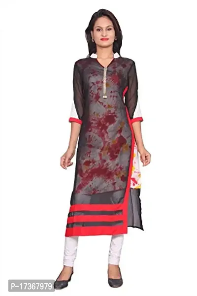 LOCAL VOCAL Women Georgette Layered Red Kurta_Large-thumb0