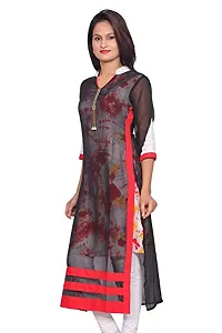 LOCAL VOCAL Women Georgette Layered Red Kurta_Large-thumb2